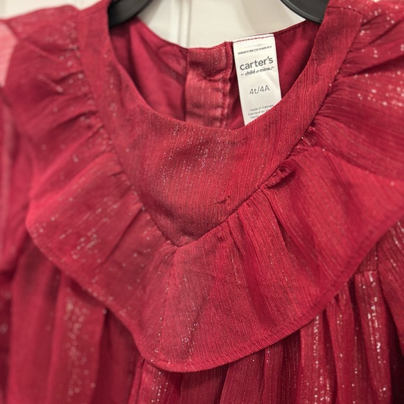 NWT 4T Carter's Kids Burgundy Holiday Dress with Gold Metallic Accents - Picture 2 of 4